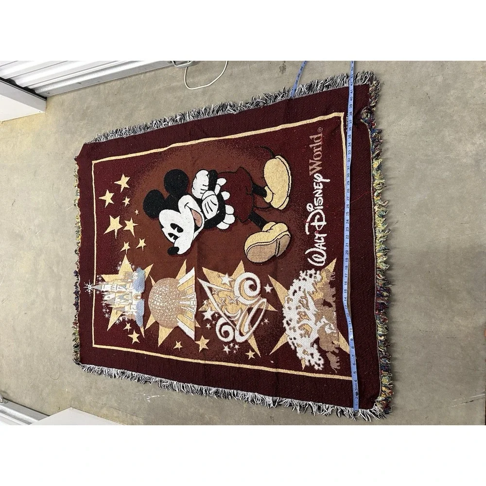 Walt‎ Disney World 4 Parks Icons Mickey Mouse Tapestry Woven Throw Blanket.